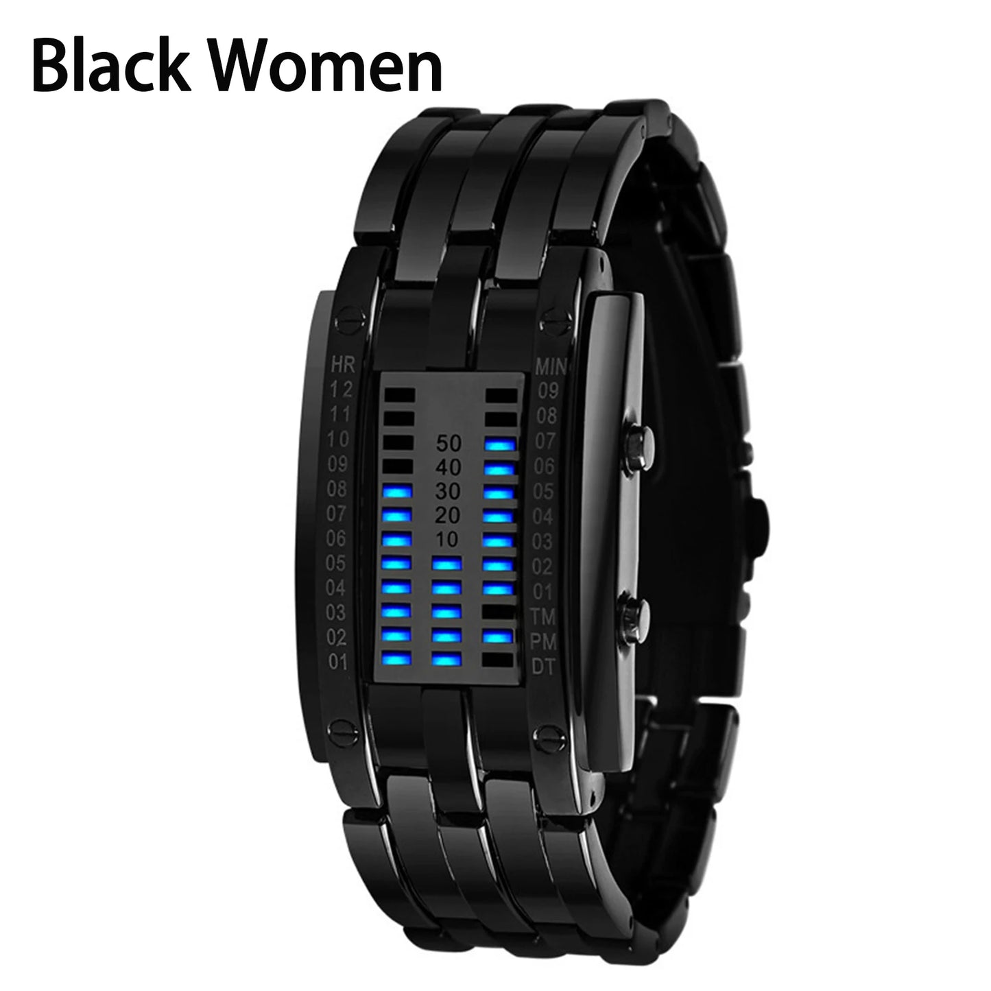 Luxury Lovers' Wristwatch Waterproof Men Women Stainless Steel Blue Binary Luminous LED Electronic Display Sport Watches Fashion