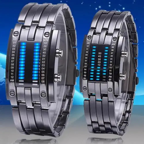 2021 New Fashion Punk Wristwatch with Strap Date Digital Tungsten Steel Fashion Luminous Watch for Couple