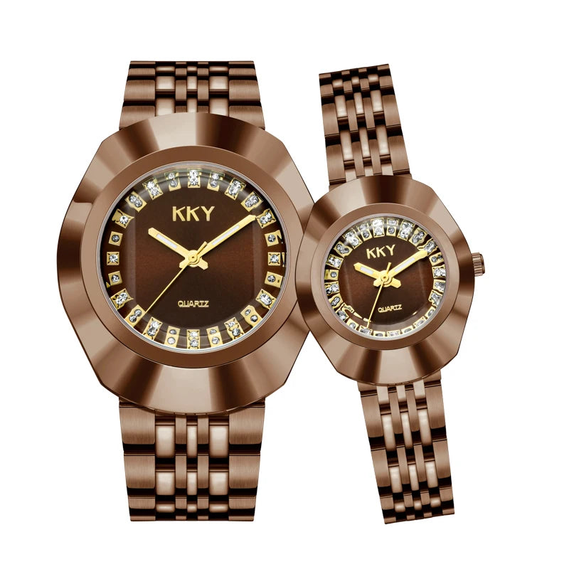 New Golden Luxury Quartz Men Women Watches Gold Bracelet Wrist Watches Full Steel Fashion Creative Female Male Clock Gift 2024