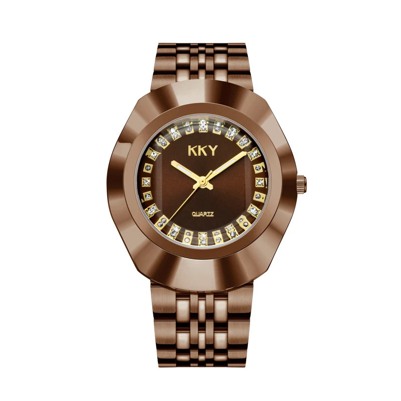 New Golden Luxury Quartz Men Women Watches Gold Bracelet Wrist Watches Full Steel Fashion Creative Female Male Clock Gift 2024