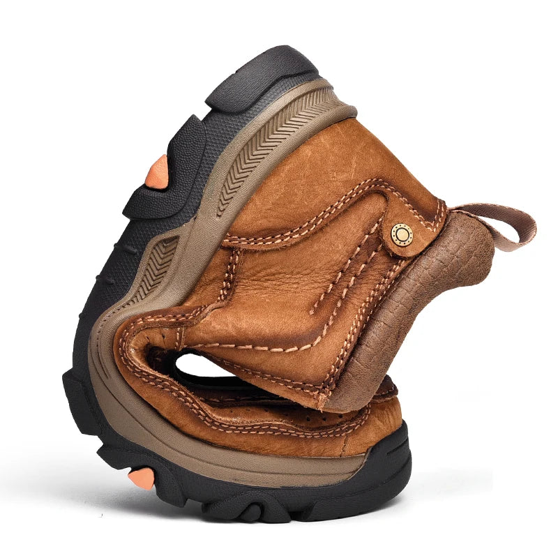 Men's Real Leather Ankle Boots Autumn Winter Mens Shoes Fashion Large Size Casual Boots Cowhide Men Genuine Leather Boots