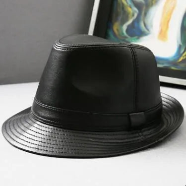 XdanqinX Autumn Men's Genuine Leather Hat Sheepskin Leather Fedoras gorras Jazz Hats Fashion Trend Brands Leather Caps For Men