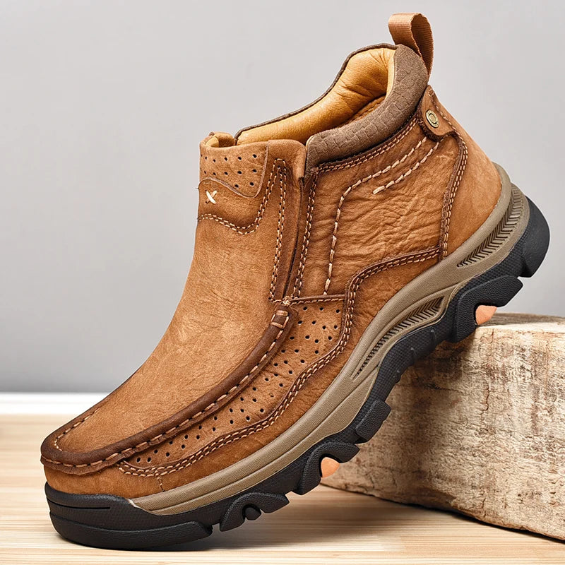 Men's Real Leather Ankle Boots Autumn Winter Mens Shoes Fashion Large Size Casual Boots Cowhide Men Genuine Leather Boots