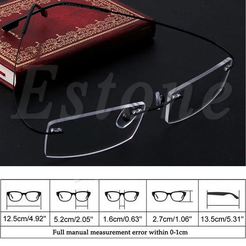 Fashion Metal Rimless Eye Glasses Solid Spectacle Frames Reading glasses For Women Men Unsex