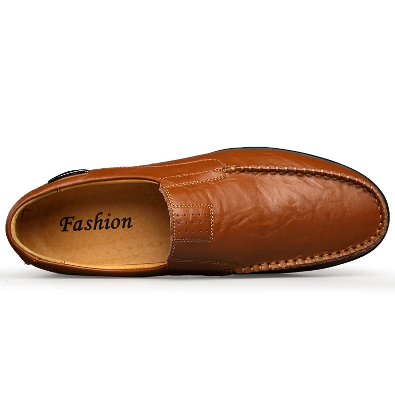 Genuine Leather Men Casual Shoes Luxury Brand Mens Loafers Moccasins Breathable Slip on Black Driving Shoes Plus Size 37-47