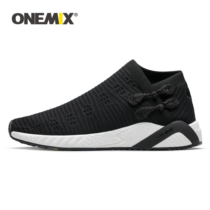ONEMIX Newest Unisex Casual Shoes National Style Comfortable Knitted Vamp Slip-On Sneakers Loafers Men Lightweight Walking Flats