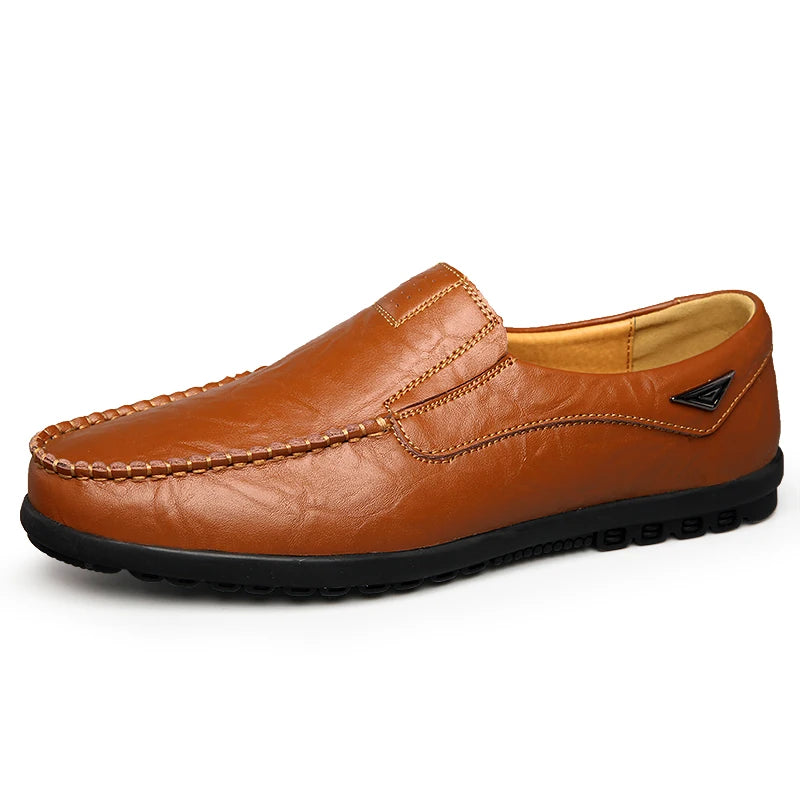 Genuine Leather Men Casual Shoes Luxury Brand Mens Loafers Moccasins Breathable Slip on Black Driving Shoes Plus Size 37-47