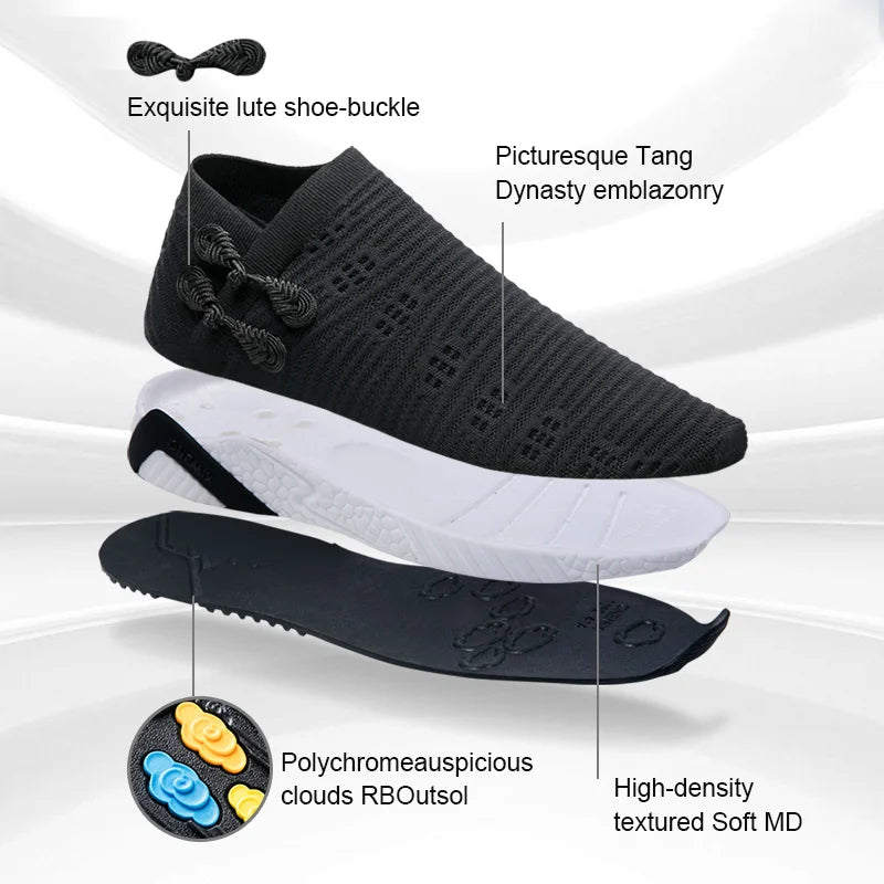 ONEMIX Newest Unisex Casual Shoes National Style Comfortable Knitted Vamp Slip-On Sneakers Loafers Men Lightweight Walking Flats