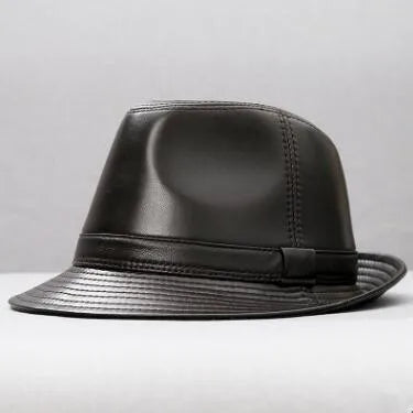 XdanqinX Autumn Men's Genuine Leather Hat Sheepskin Leather Fedoras gorras Jazz Hats Fashion Trend Brands Leather Caps For Men