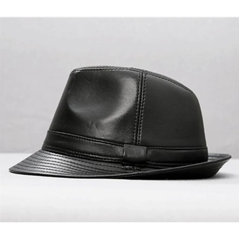 XdanqinX Autumn Men's Genuine Leather Hat Sheepskin Leather Fedoras gorras Jazz Hats Fashion Trend Brands Leather Caps For Men