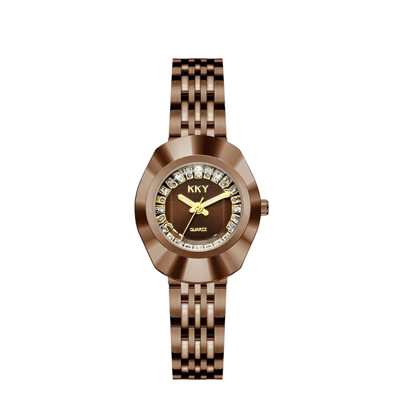 New Golden Luxury Quartz Men Women Watches Gold Bracelet Wrist Watches Full Steel Fashion Creative Female Male Clock Gift 2024