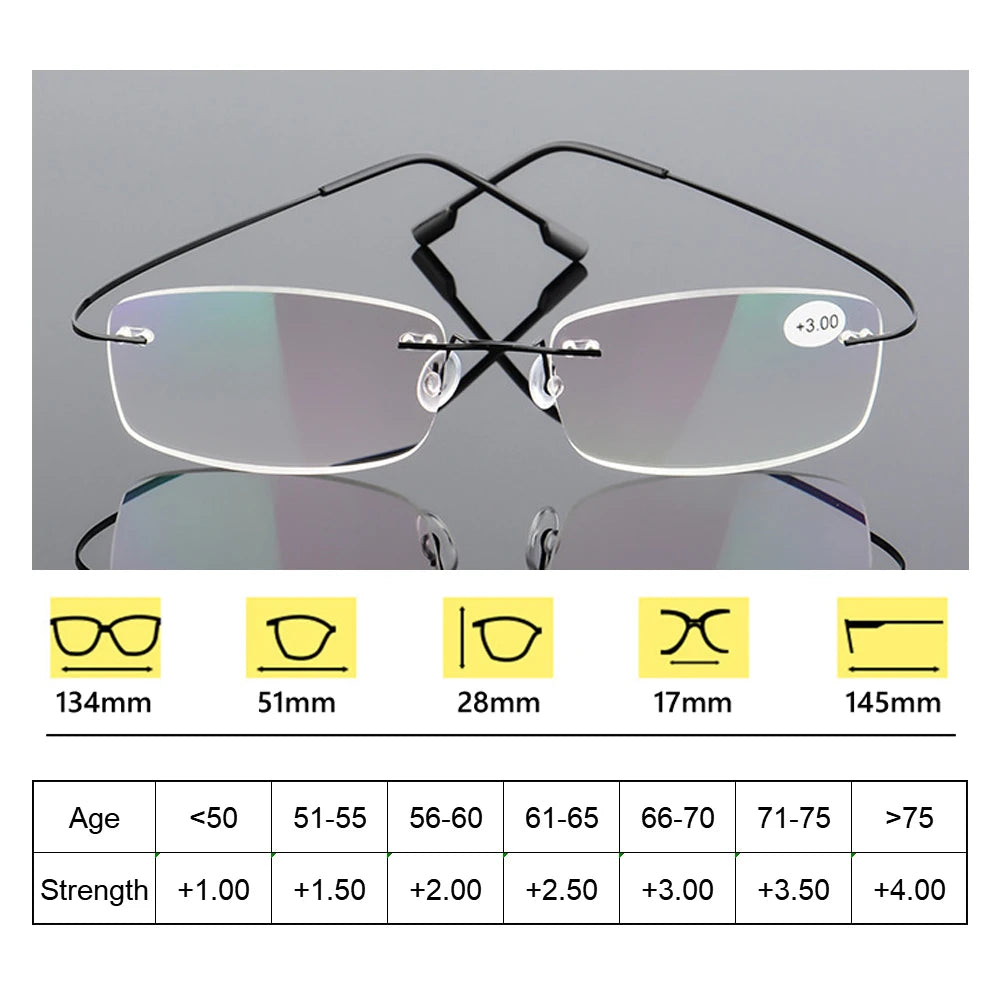 Ultralight Rimless Reading Glasses Unisex Flexible Magnetic Eyewear for Men Women Vision Care Presbyopic Eyeglasses +1.0~+4.0