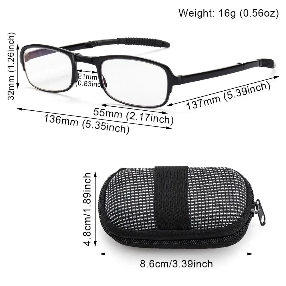 Portable Folding Reading Glasses with Case Women Men Lightweight TR90 Frame Presbyopic Eyeglasses Foldable Hyperopia Eyewear