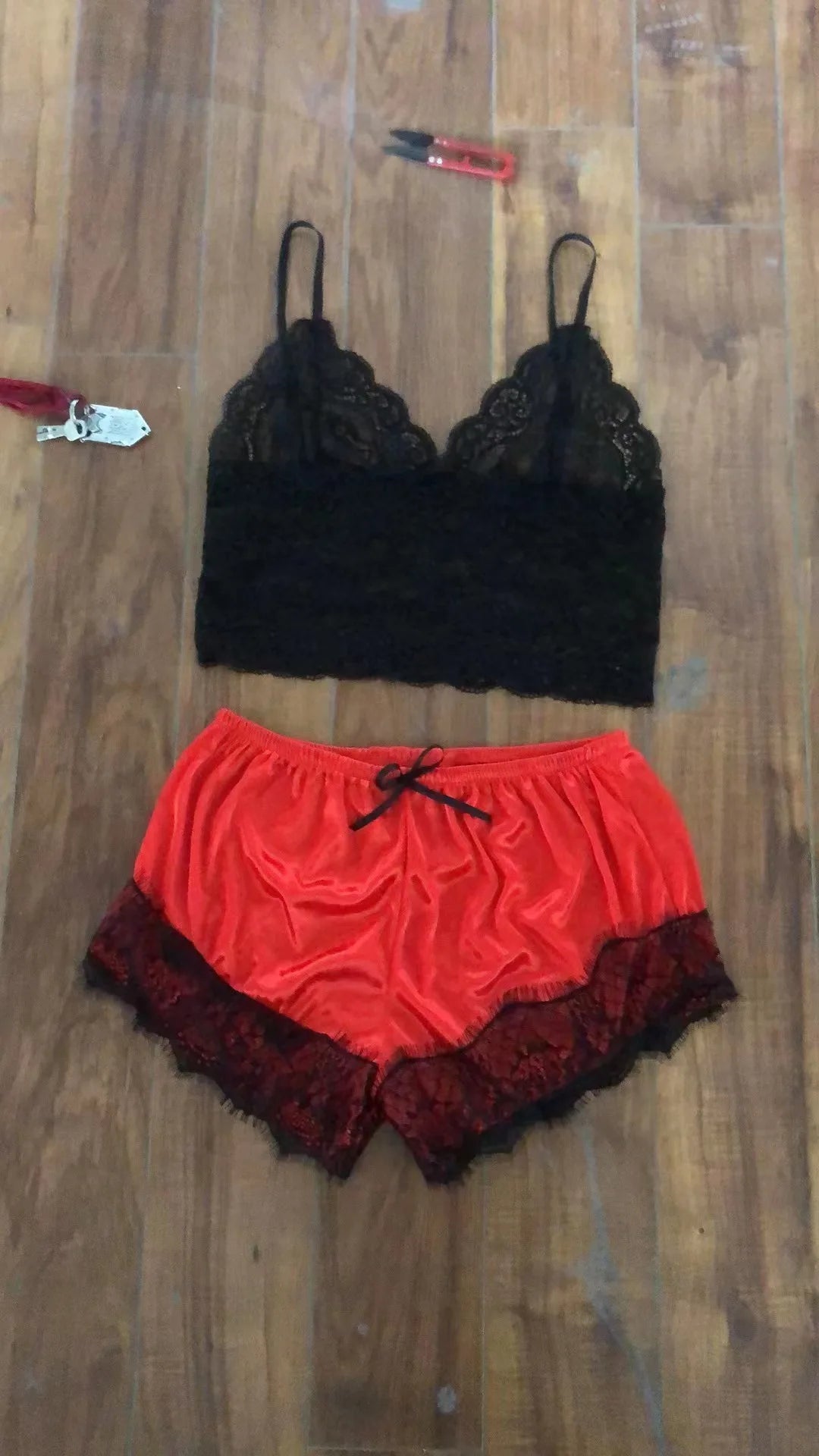 Women Fashion Elegant Pajama Sets Women Lace Silk Sleepwear Sexy Lingerie Crop Tops and Shorts Babydoll Loungewear Pijamas