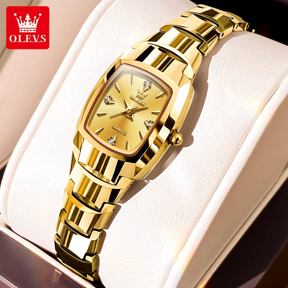 OLEVS 7006 Luxury Brand Couple Quartz Watch Elegant Diamond Date Clock Waterproof Tungsten Steel Band Classic Set Couple Watch