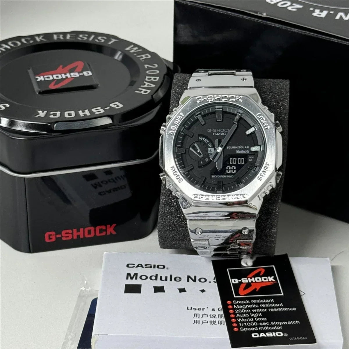 New Men's Watch GM-2100 Waterproof and Shockproof Date Sports Alarm Clock Multi functional LED Dual Screen Watch
