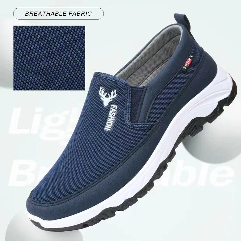 Men Casual Canvas Shoes Lightweight Summer Mesh Shoes Breathable Slip on Flats Men Fashion Walking Shoes Soft Loafers for Men