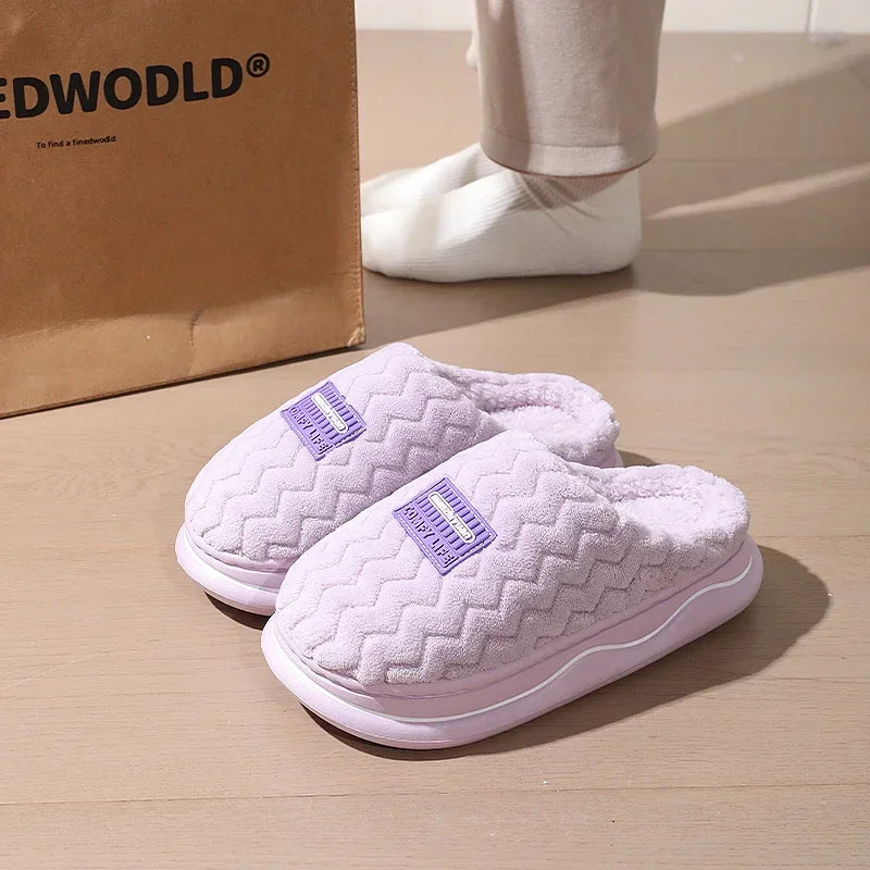 Classic Men Winter Anti-slip House Slippers Women Indoor Home Shoes Unisex Couple Anti-skid Soft Cozy Cotton Footwear
