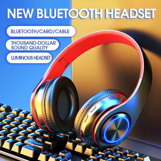 B39 Wireless Headphone Colorful Bluetooth Headset Luminous Card-Inserting Game Music Bass Stereo E-sports Earphone