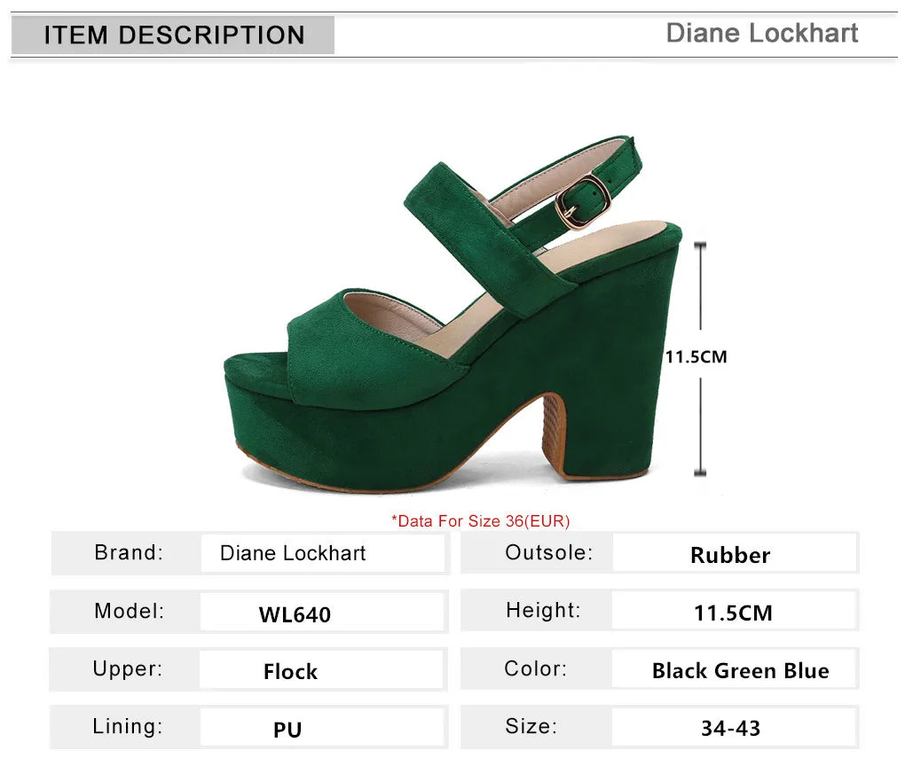 Woman Sandals High Heels Female Platform Ankle Strap Buckle Ladies Flock Wedge Shoes 2024 Summer Dropshipping Sandalias De Mujer