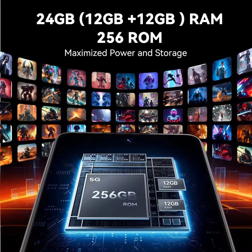 CUBOT MAX 5 5G Smartphone 6.95" 144Hz Screen MTK Dimensity 8200 Octa Core 24GB(12+12)RAM 256GB ROM Android 14 100MP Main Camera