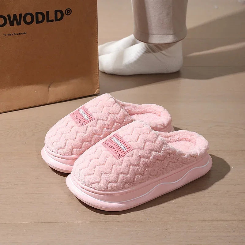 Classic Men Winter Anti-slip House Slippers Women Indoor Home Shoes Unisex Couple Anti-skid Soft Cozy Cotton Footwear