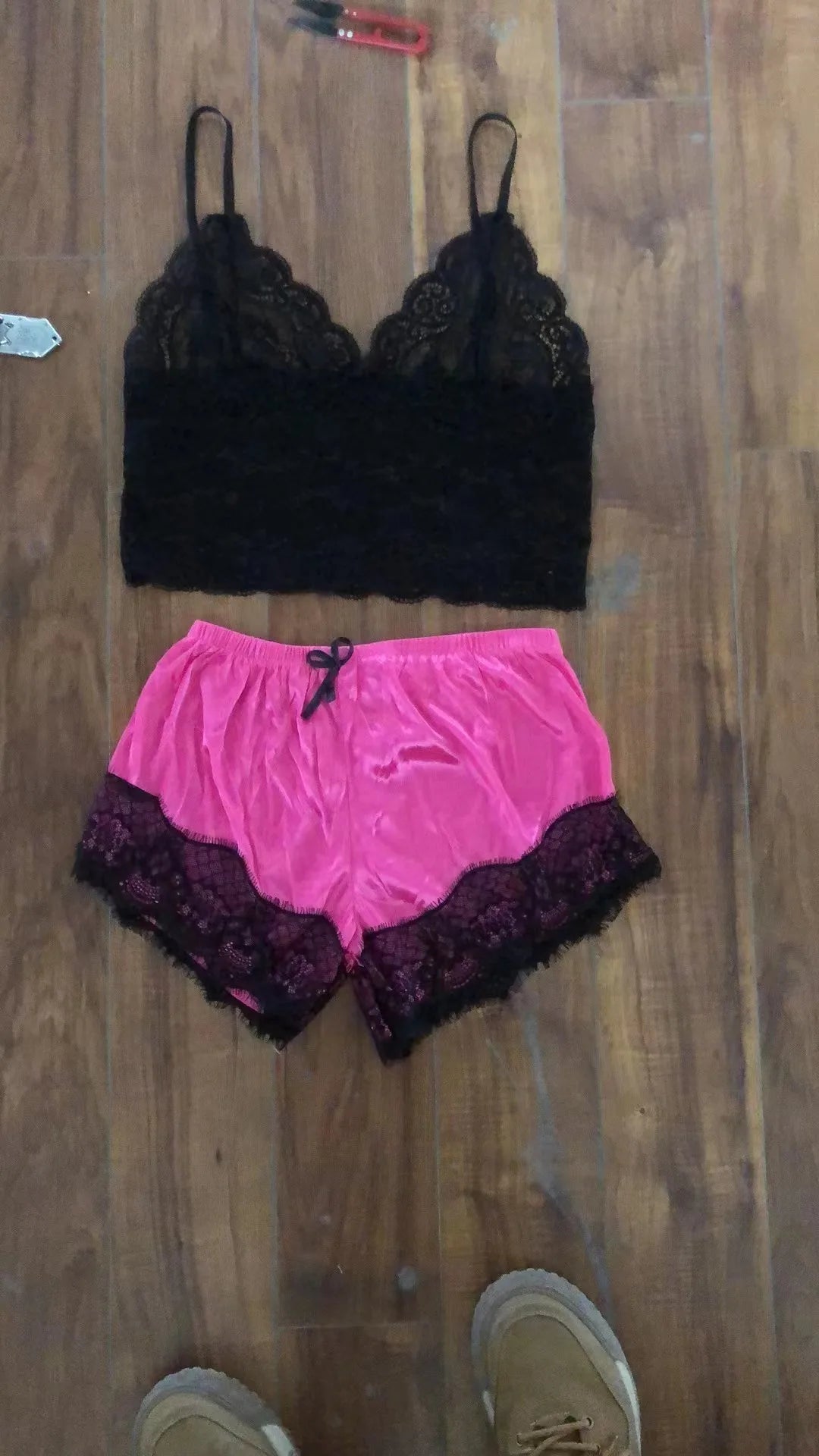 Women Fashion Elegant Pajama Sets Women Lace Silk Sleepwear Sexy Lingerie Crop Tops and Shorts Babydoll Loungewear Pijamas