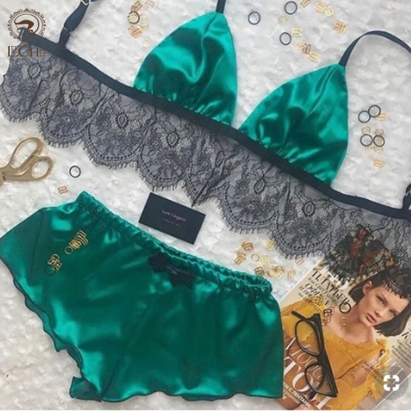 2023 New Pajamas for Women Sexy Satin Pajamas Set Comfortable Home Clothes Sleeveless Cute Bra  and Shorts V Neck Sleepwear