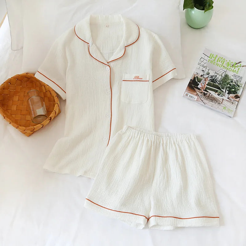Short Sleeved Shorts Pijama Suit for Women Casual Wear Fashion Style 2 Pcs Pajama Set Summer Thin Women's Sleepwear Clothes
