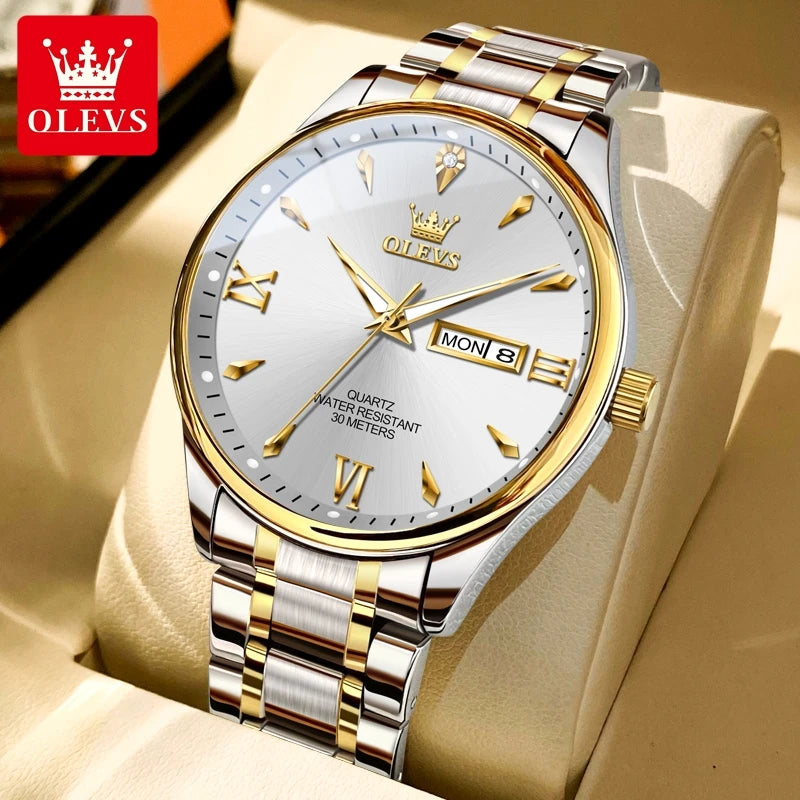 OLEVS Top Brand Couple watch Calendar Waterproof Luminous Quartz Watch for Men's and Lady's Original Fashion Lover's Watches