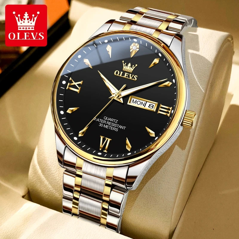 OLEVS Top Brand Couple watch Calendar Waterproof Luminous Quartz Watch for Men's and Lady's Original Fashion Lover's Watches