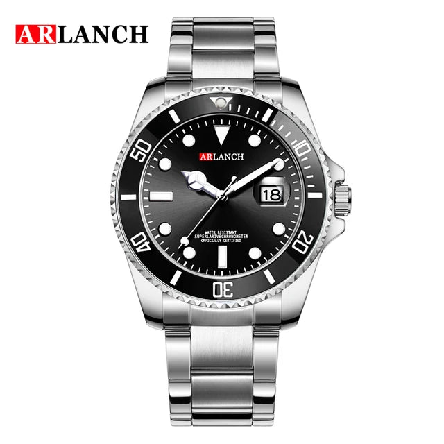 ARLANCH Top Brand Luxury Mens Watches Stainless Steel Business Waterproof Date Quartz Watch Men Fashion Luminous Sport Clock