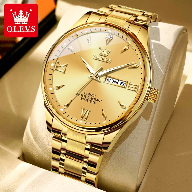 OLEVS Top Brand Couple watch Calendar Waterproof Luminous Quartz Watch for Men's and Lady's Original Fashion Lover's Watches