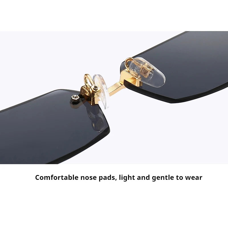 Rimless Sunglasses Rectangle Fashion Popular Women Men Shades Small Square Sun Glasses For Female Male Summer Traveling Oculos