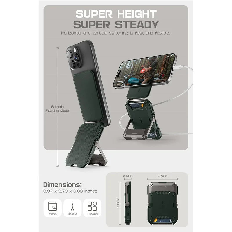 SUPCASE Magnetic Tripod Phone Stand Credit Card Holder for iPhone 16/15/14/13/12 Adjustable Phone Stand Compatible with MagSafe