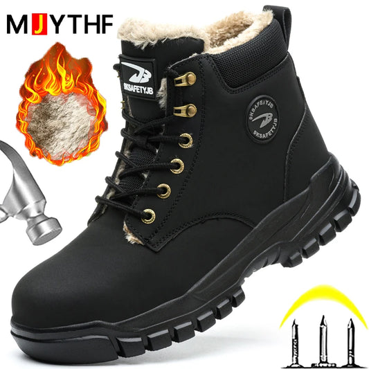 Winter Boots Safety Shoes Men Waterproof Work Boots Steel Toe Shoes Puncture-Proof Indestructible Shoes Protective Boots Men
