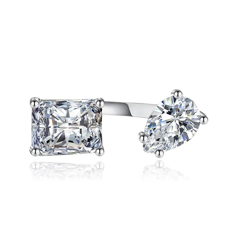 ZAKOL Fashion White Zirconia Leaf Open Rings for Girl Trendy Crystal Wing Finger Adjust Ring Party Women Jewelry
