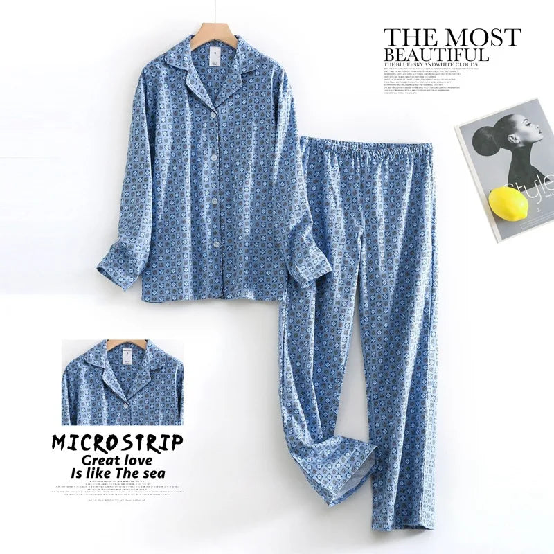 Women's Autumn and Winter Cartoon Printed Fashion Pattern Cotton Warm Brushed Homewear Pajamas Suit for Women Sleepwear