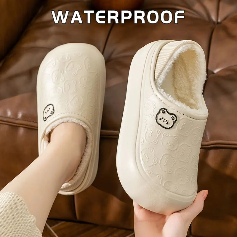 Waterproof cotton slippers for women in winter, new indoor and household anti-skid warm bag with cotton shoes for men
