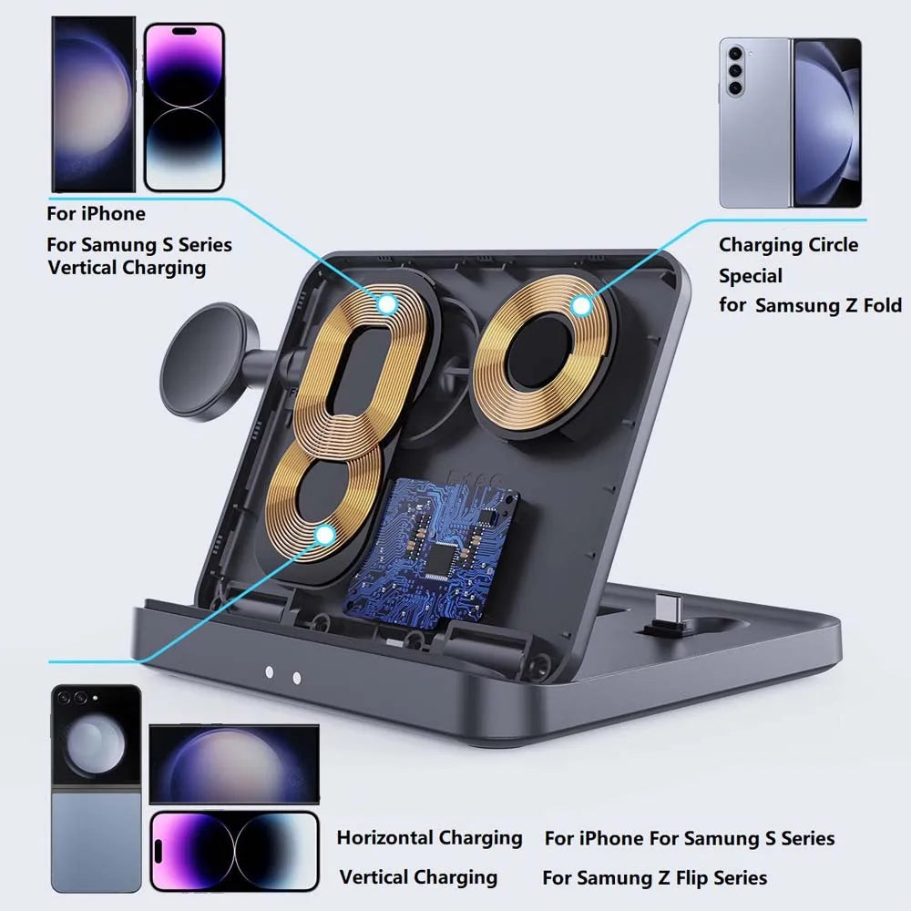 for Google Pixel Fold Foldable Wireless Charger Bracket for Samsung Z Fold Flip 6543 S series Watch Holder Buds Earphone Charger
