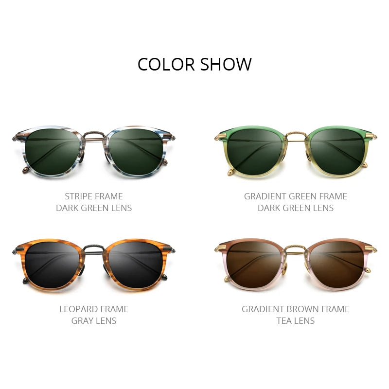 FONEX Titanium Acetate Polarized Sunglasses Men 2021 New Retro Vintage Square UV400 Sun Glasses for Women Shades F85648