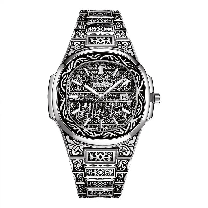 Luxury Mens Watches Quartz Wristwatches Male Clock Embossed Pattern Stainless Steel Watchband Watches relogio masculino women