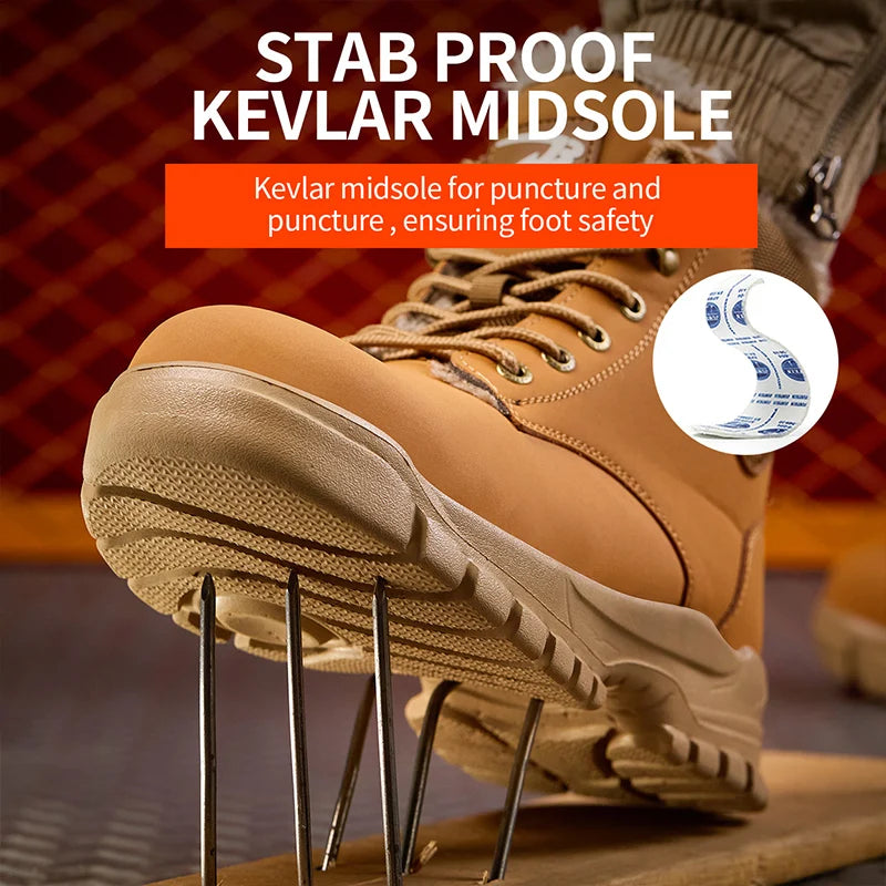 Winter Boots Safety Shoes Men Waterproof Work Boots Steel Toe Shoes Puncture-Proof Indestructible Shoes Protective Boots Men