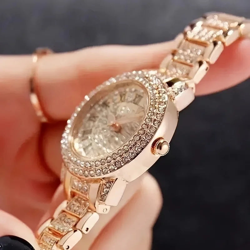 ساعة يد نسائية فاخرة مرصعة بالكريستال من الكوارتز Relogio Feminino ساعات نسائية كاجوال Montre Femme Mujer ساعة نسائية