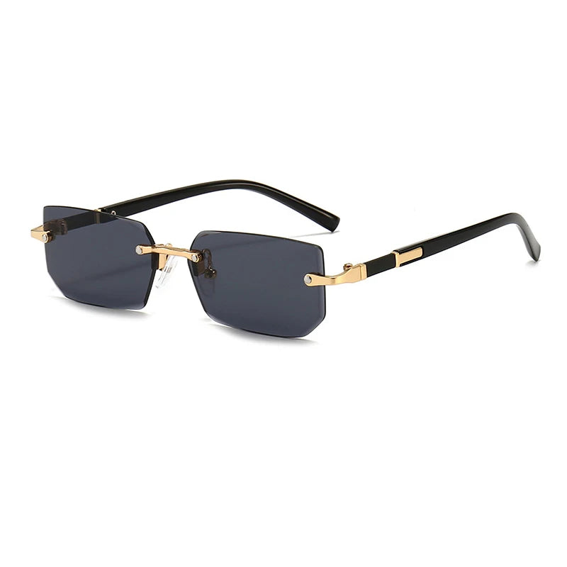Rimless Sunglasses Rectangle Fashion Popular Women Men Shades Small Square Sun Glasses For Female Male Summer Traveling Oculos