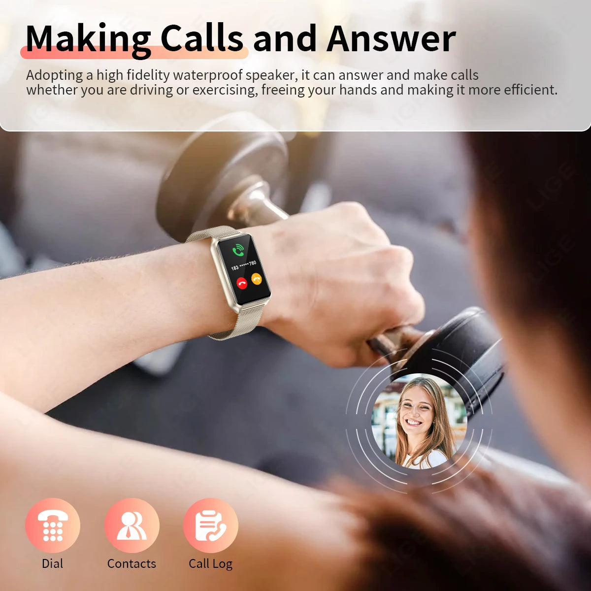 LIGE Luxury Smart Watch Women Bluetooth Connected Phone Sports Bracelet Health Monitor Music Ladies Smartwatch For Xiaomi HUAWEI