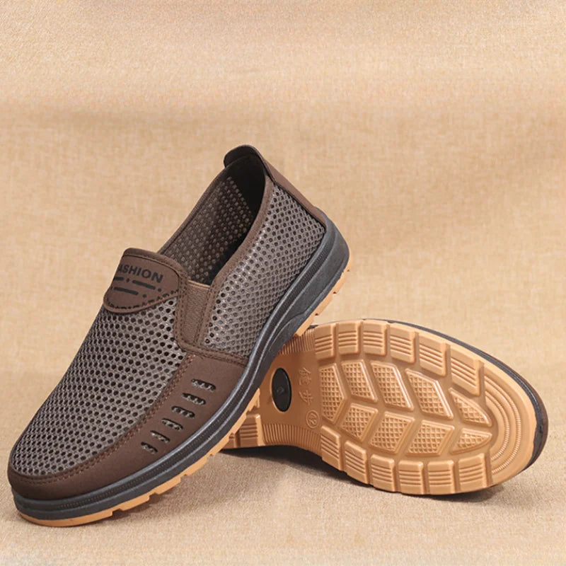 Men Casual Sports Shoes Summer Men Old Beijing Cloth Shoes Breathable Casual Dad Shoes Elderly Shoes Slip on Mesh Shoes