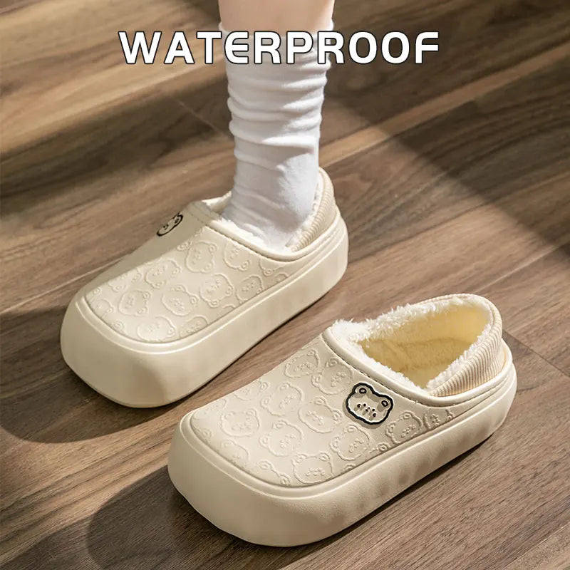 Waterproof cotton slippers for women in winter, new indoor and household anti-skid warm bag with cotton shoes for men