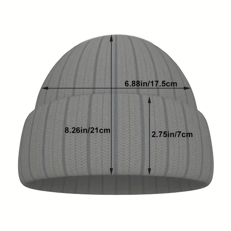 Autumn/Winter Labeled Beanie Unisex Outdoor Stretch Foldable Knitted Hat Warm Pullover Cap for Men Woman Cycling Travel Hiking