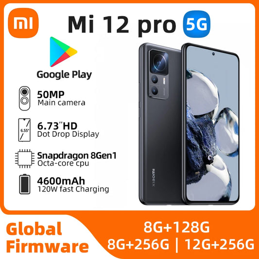 Xiaomi 12 Pro Android  Snapdragon8 Gen1 6.73inch Screen 120W Fast Charger 50MP Triple Cameras used phone